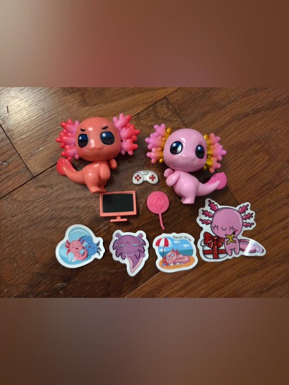 Cute Pink Axolotl Playset with Stickers and Accessories